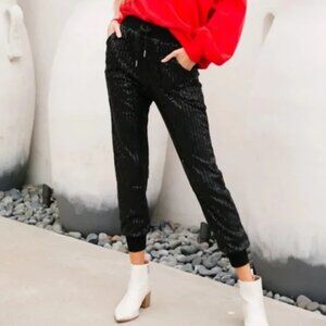 Judith March Sadie Black Sequin Joggers